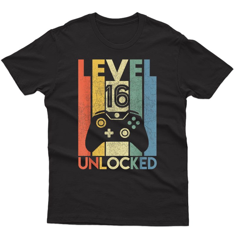 Level 16 Unlocked Shirt Funny Video Gamer 16th Birthday Gift T-shirt