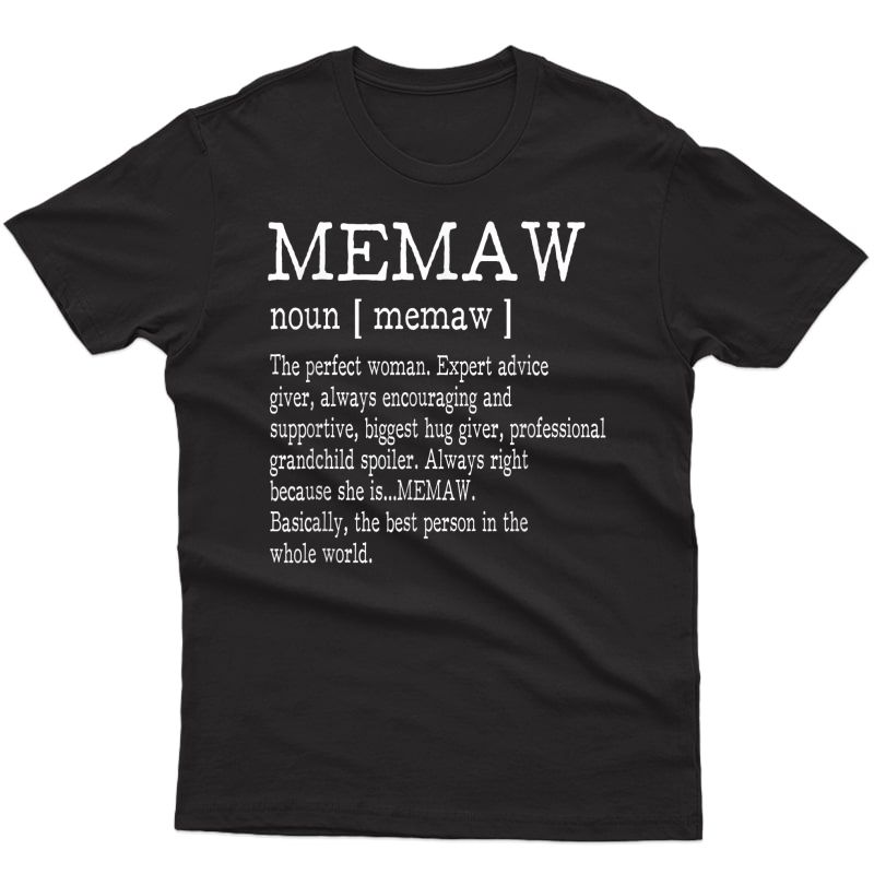 Memaw Definition Grandma Mother Day Gifts T-shirt