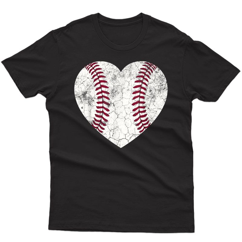 Mother's Day Gift Distressed Heart Baseball Heart Mom Mama T-shirt