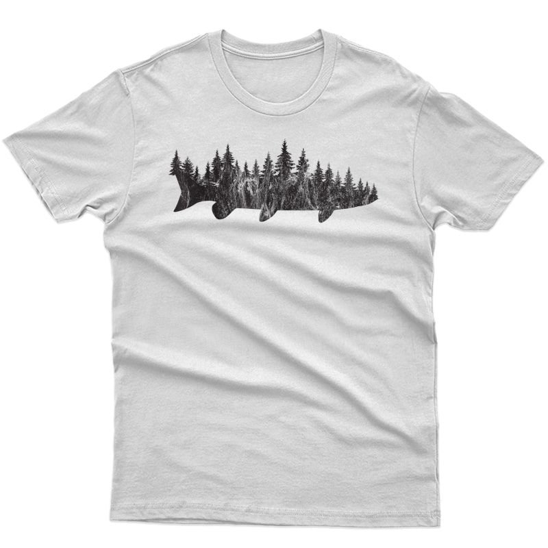 Musky Pine Forest Treeline - Outdoor Fishing Angler T-shirt