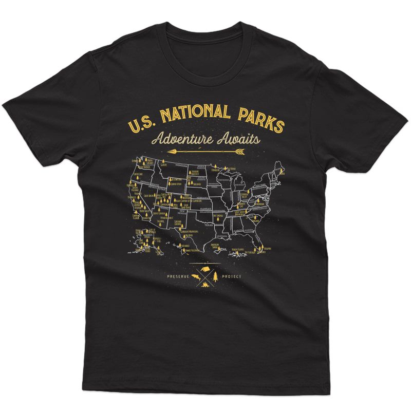 National Parks T Shirt Map Camping Tshirt Hiking
