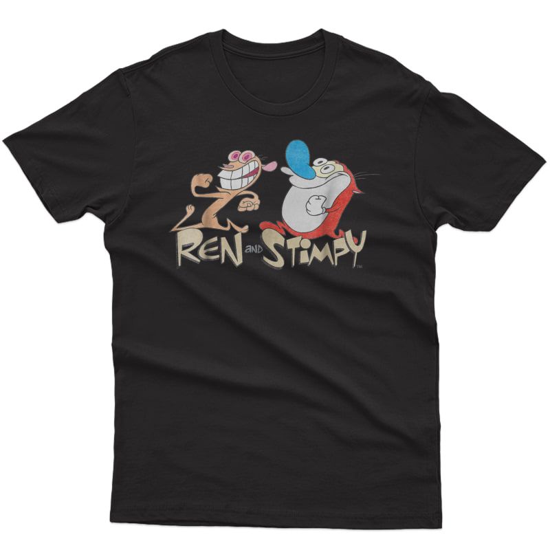 Nickelodeon Ren And Stimpy Running Graphic T-shirt