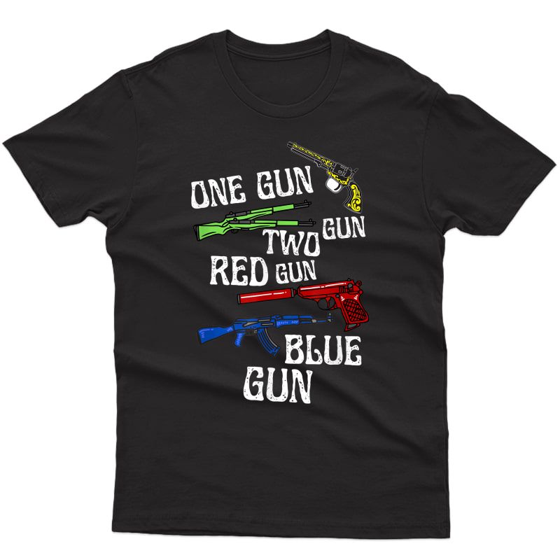 One-gun-two-gun-red-gun-blue-gun Humor Vintage T-shirt T-shirt