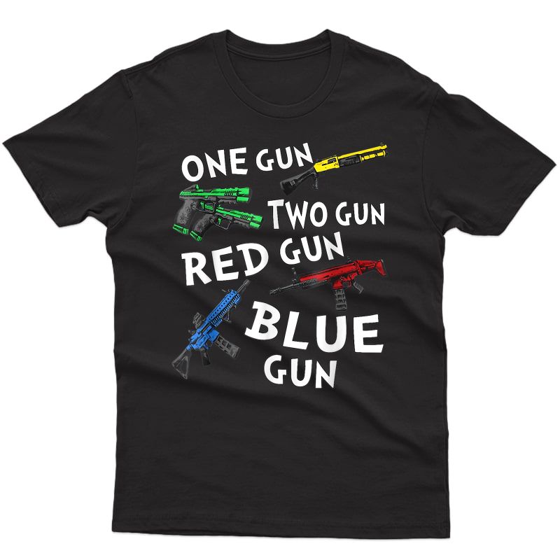 One Gun Two Gun Red Gun Blue Gun T-shirt