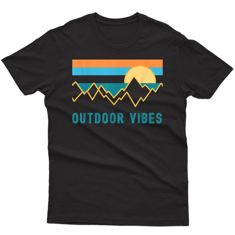 Outdoor Vibes Sunset Hiking Mountains Gift For Hikers Camper T-shirt