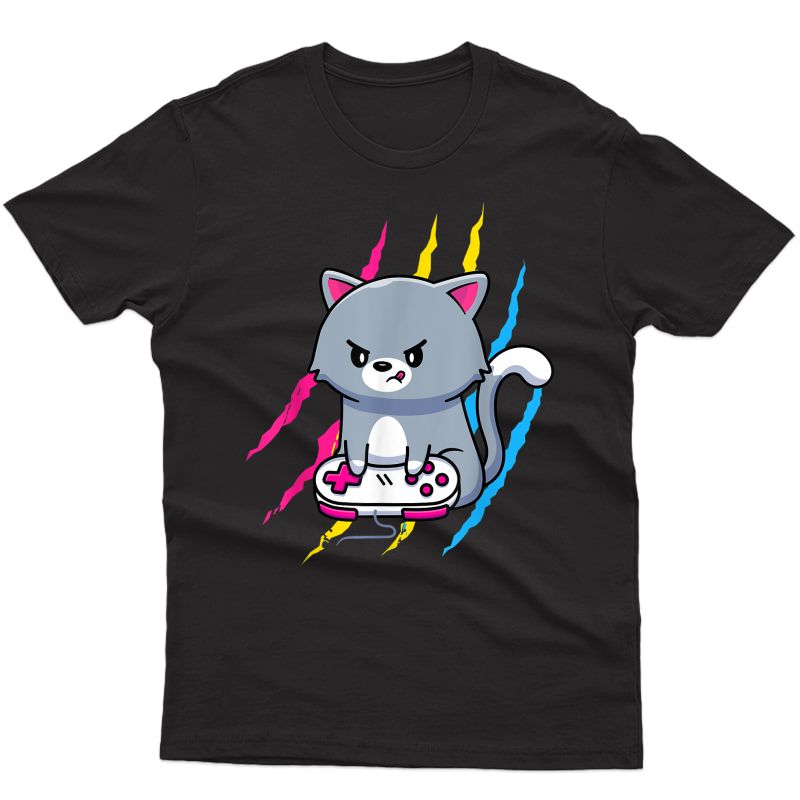 Pansexual Gaymer Geek Pride Lgbt Video Game Lover Gift Cat T-shirt