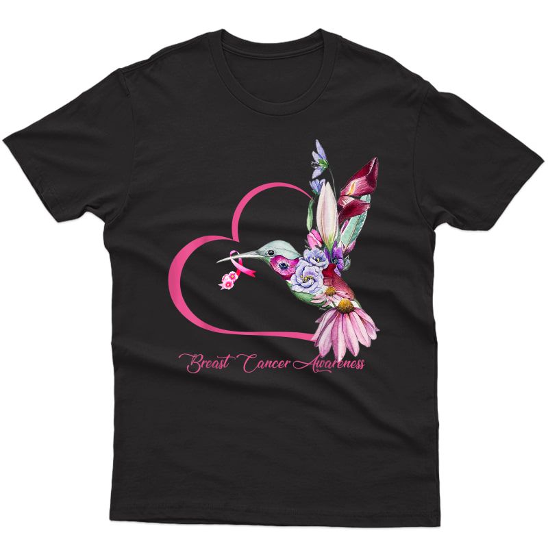 Pink Bird Heart I'm A Survivor Breast Cancer Awareness T-shirt