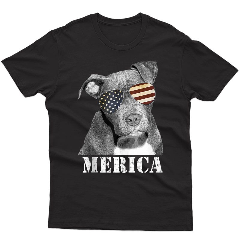 Pitbull Funny Patriotic Dog Pit Bull Gift Usa Sun Glasses Tank Top Shirts