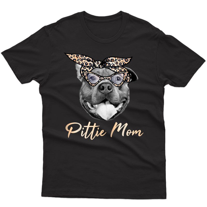 Pittie Mom Pitbull Mama Leopard Pattern Pit Bull Dog Momma T-shirt