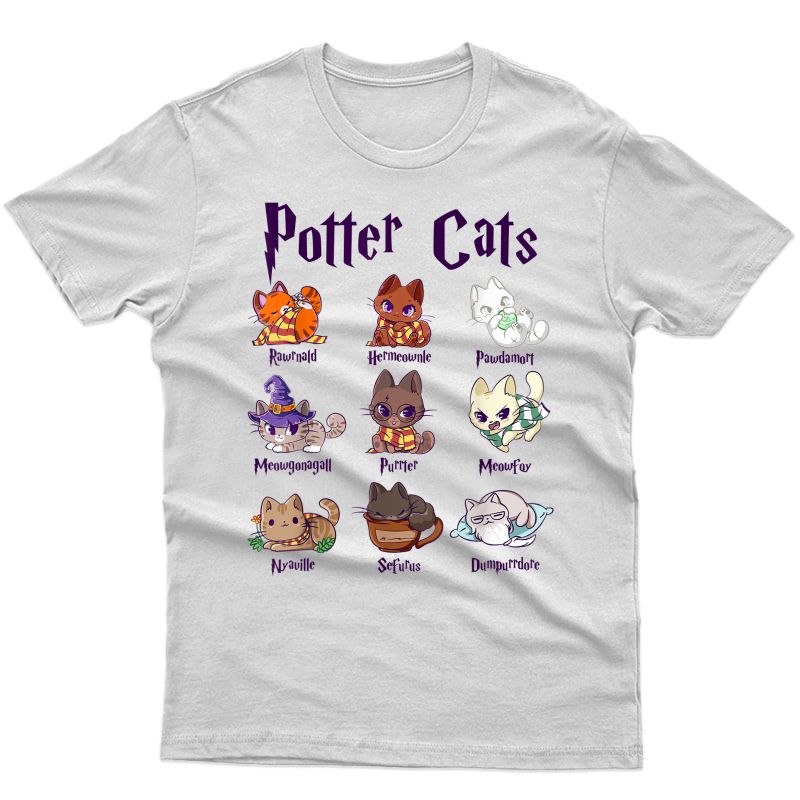 Potter Cats Cute Harry Pawter Kitten Gift For T-shirt