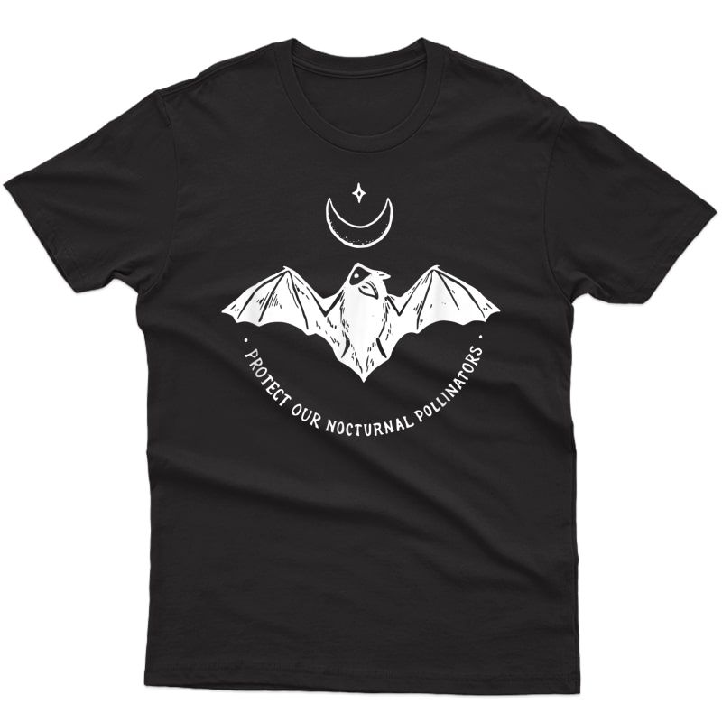 Protect Our Nocturnal Polalinators Bat With Moon Halloween T-shirt