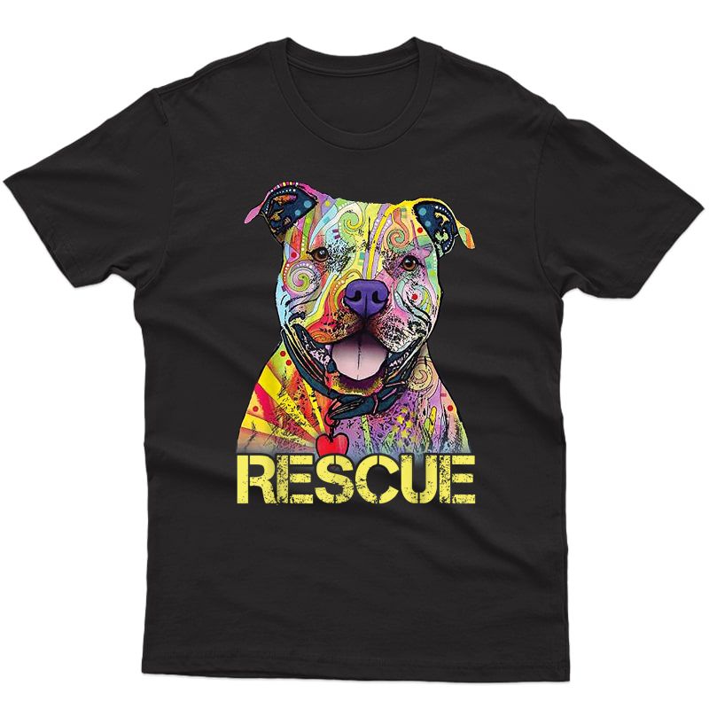 Rescue Dog Colorfull Pitbull Dog Adopt Don't Shop T-shirt
