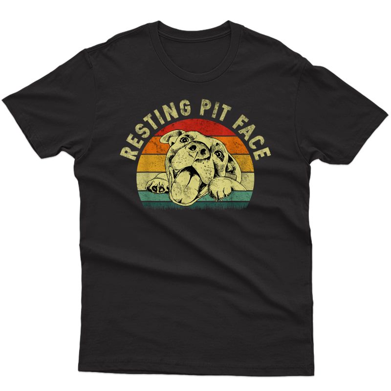 Retro Vintage Resting Pit Face Pitbull Funny Dog Lovers Gift T-shirt