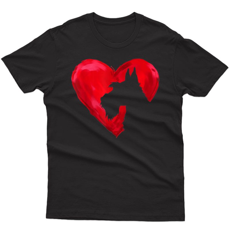Schnauzer Heart Silhouette Valentine's Day Dog Lover Gift T-shirt
