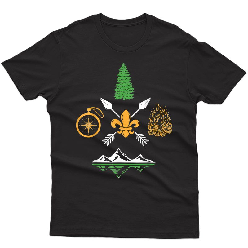 Scout Campfire Camp Compass Hiking Adventure Nature Gift T-shirt