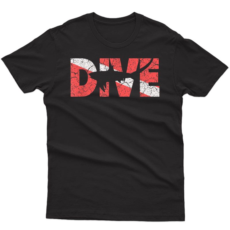 Scuba Diver Thresher Shark Diving Gift Vintage Dive Flag T-shirt
