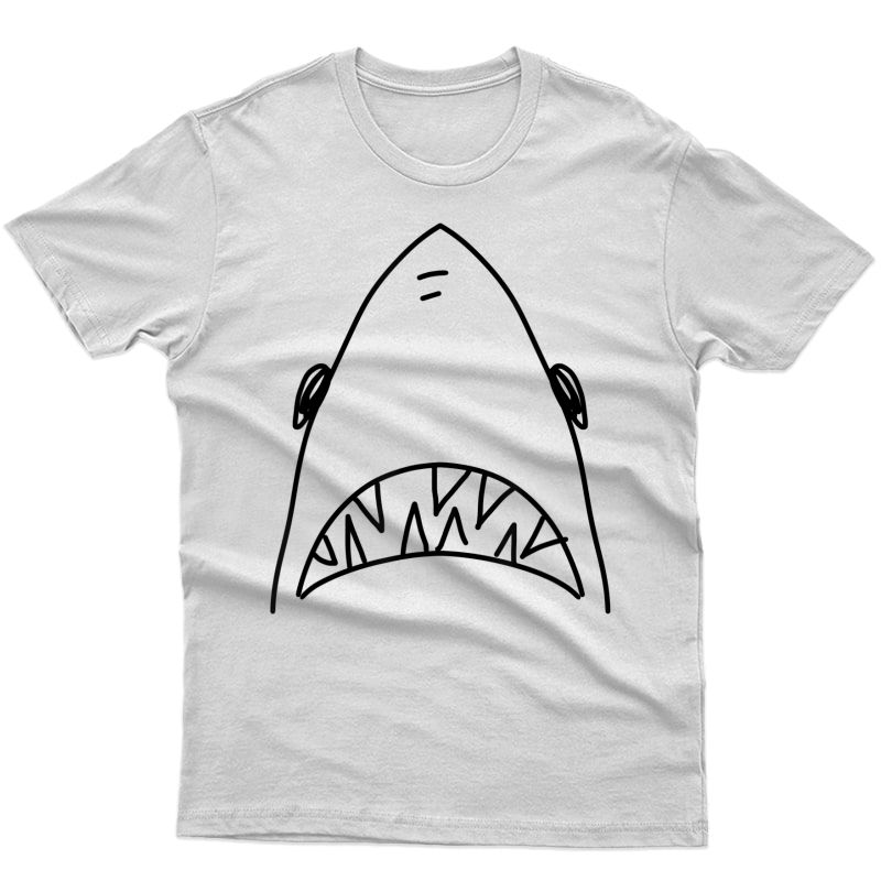 Shark Head Bite Funny Scary Print Drawing Fishing Lover Gift T-shirt