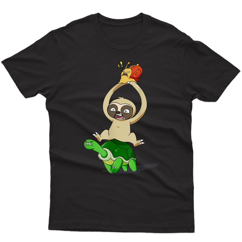 Sloth Turtle Snail Piggyback Funny Gift T-shirt