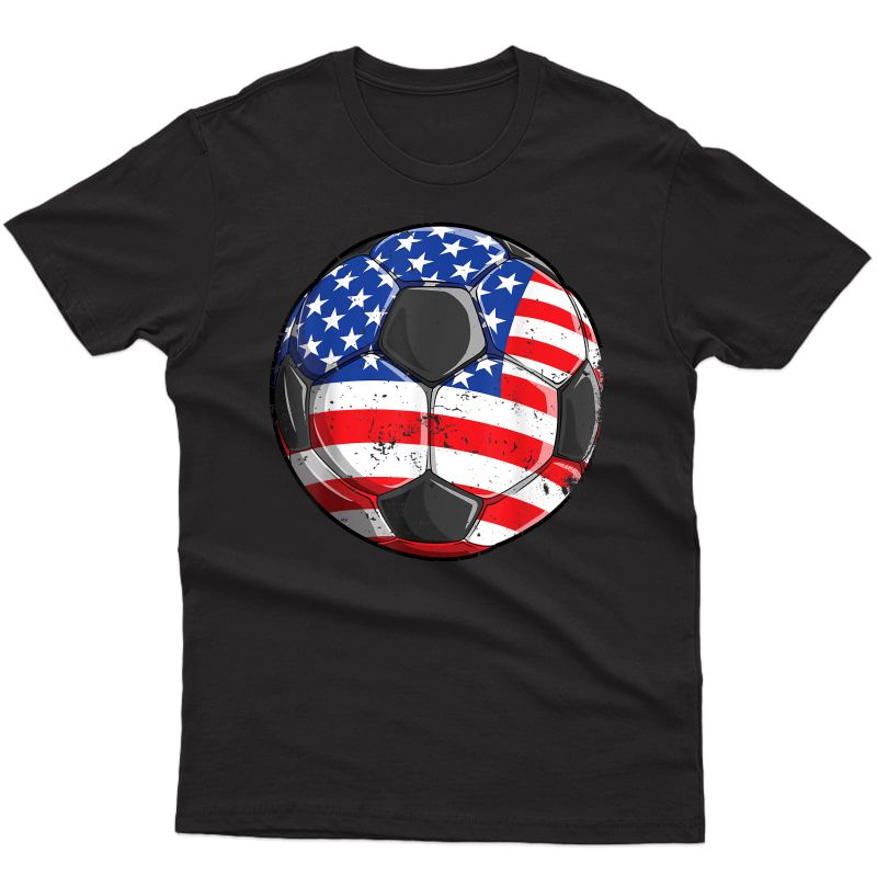 Soccer American Flag 4th Of July T Shirt Girls