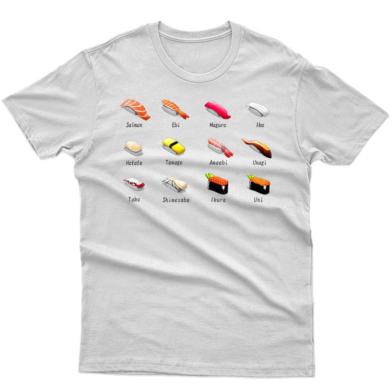 Sushi Japanese Chef Cooking Types Design T-shirt