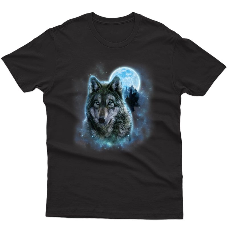 T-shirt, Grey Wolf Hunting Ground, Icy Moon, Forest, Galaxy