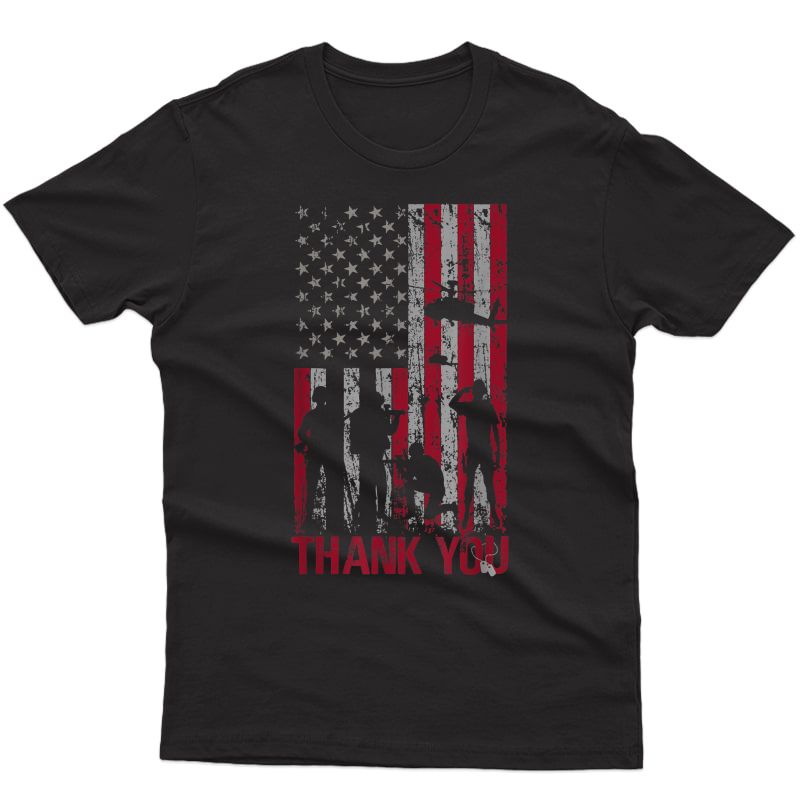 Thank You Memorial Day Shirt Military Flag Design American T-shirt