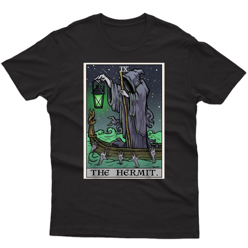 The Hermit Tarot Card Gothic Halloween Grim Reaper Goth Gift T-shirt
