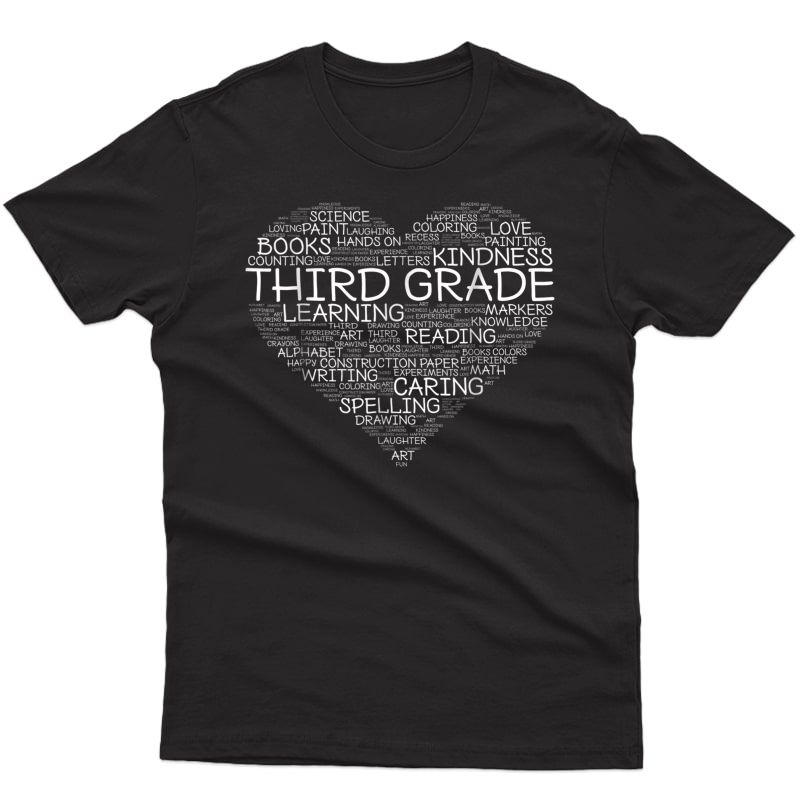 Third Grade Word Heart T-shirt 3rd Grade Student & Tea