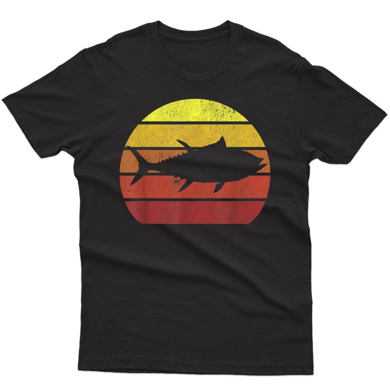 Tuna Fishing Retro Sunset Bluefin Tuna Fisherman Gift T-shirt