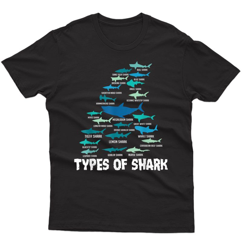 Types Of Shark Megalodon Great Nurse Shark T-shirt