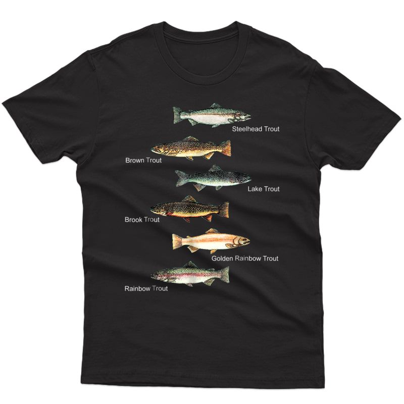 Types Of Trout Fish Species Collection Fishing T-shirt