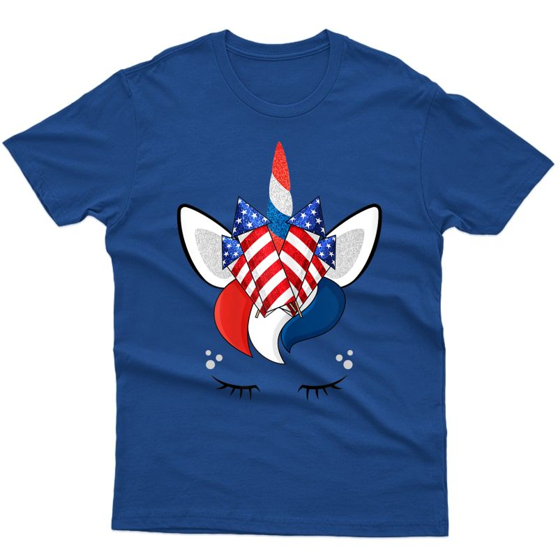 Unicorn Face 4th Of July Cute Girls Teens T-shirt