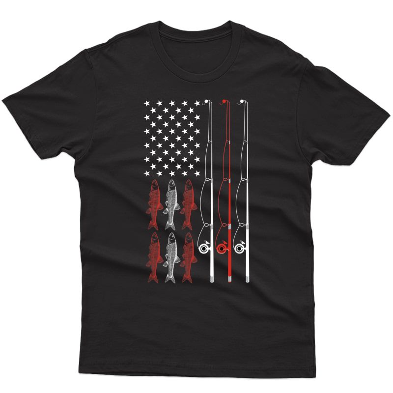 Usa Flag Fishing Shirt Dad Grandpa Gift Vintage Fishing Dad T-shirt