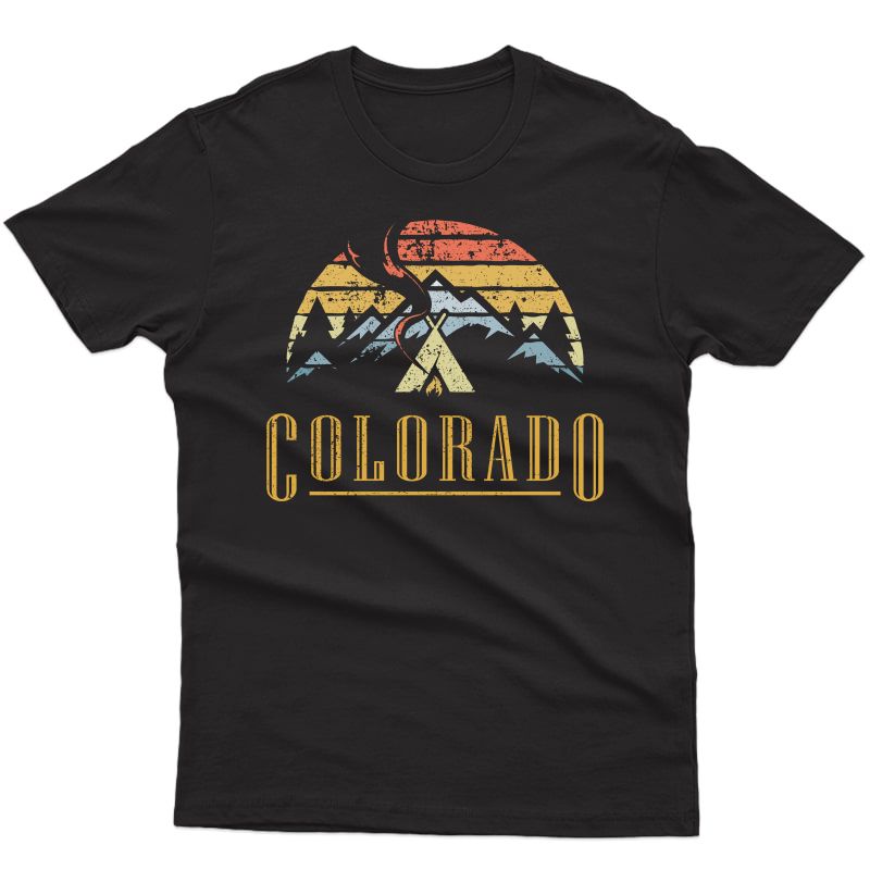 Vintage Colorado Mountains Camping Campfire Retro Shirts