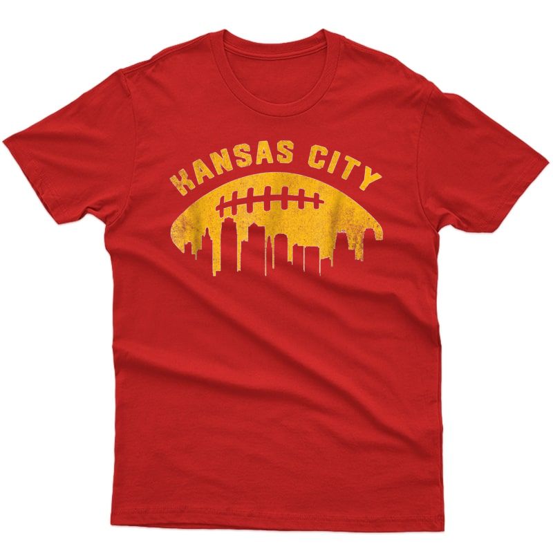 Vintage Kansas City Cityscape Retro Football Graphic T-shirt