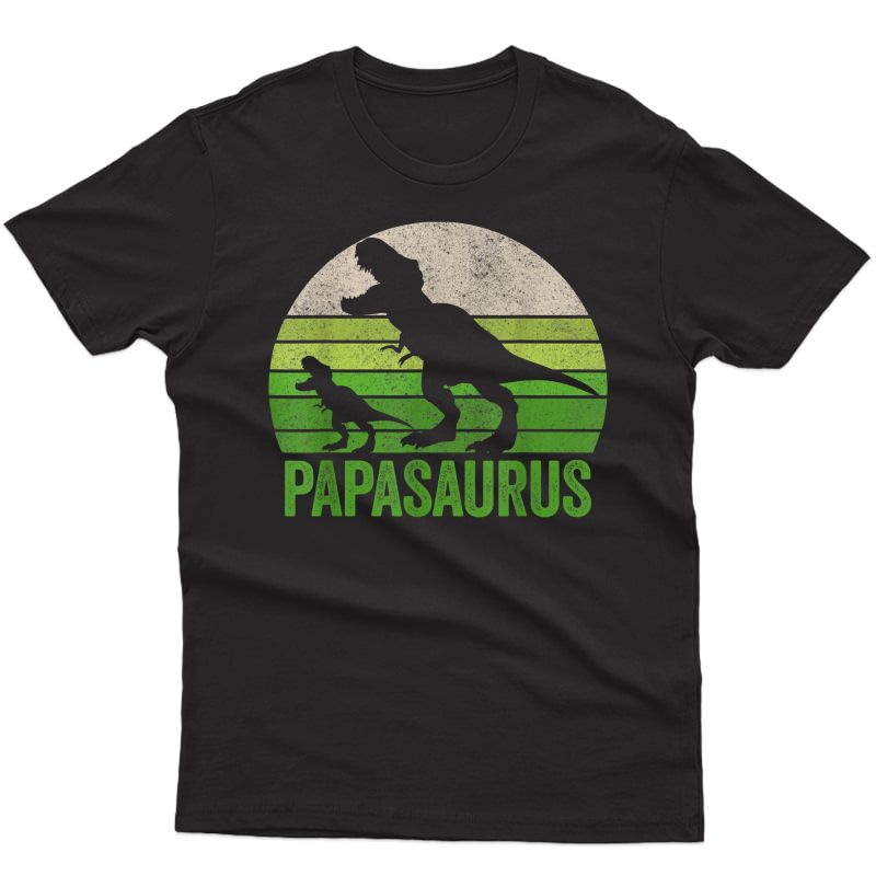 Vintage Papasaurus Dad Apparel, Funny Papa Two Dinosaurs T-shirt