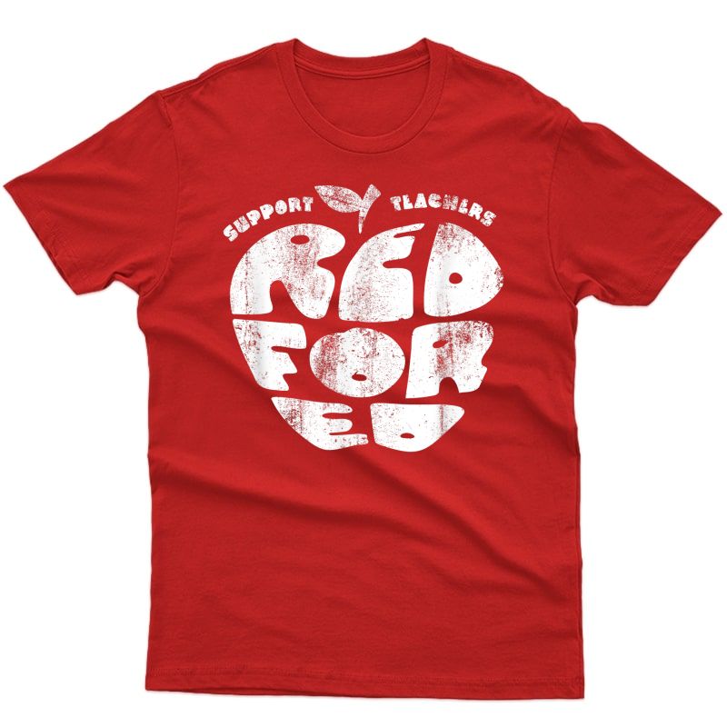 Vintage Red For Ed Apple Shape Tea Strike March Protest T-shirt
