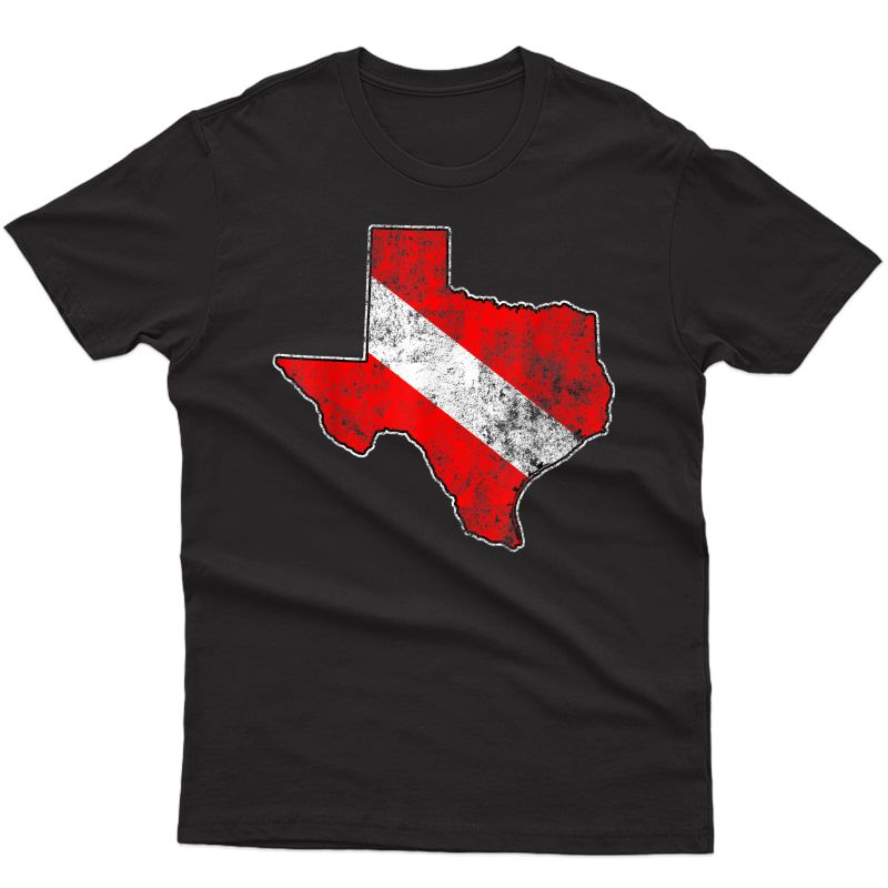 Vintage Texas Scuba Dive Flag Map Diving Diver T-shirt