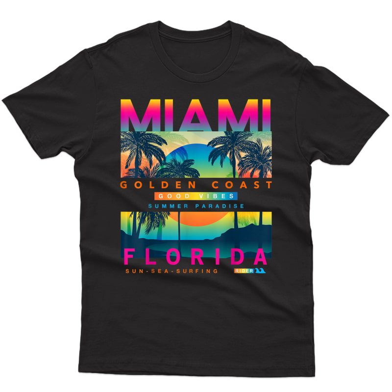 Wear Miami Florida T Shirts, Miami Colorful Sunrise Graphic T-shirt