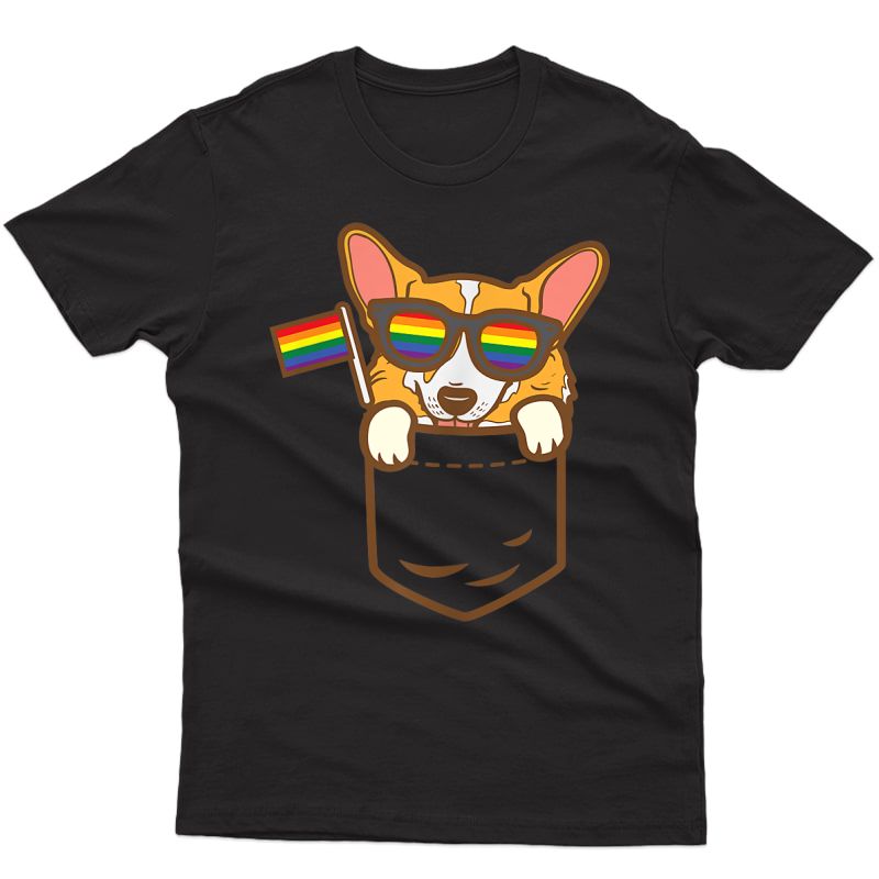 Welsh Corgi Pocket Dog Lgbtq Rainbow Flag Gay Pride Ally T-shirt