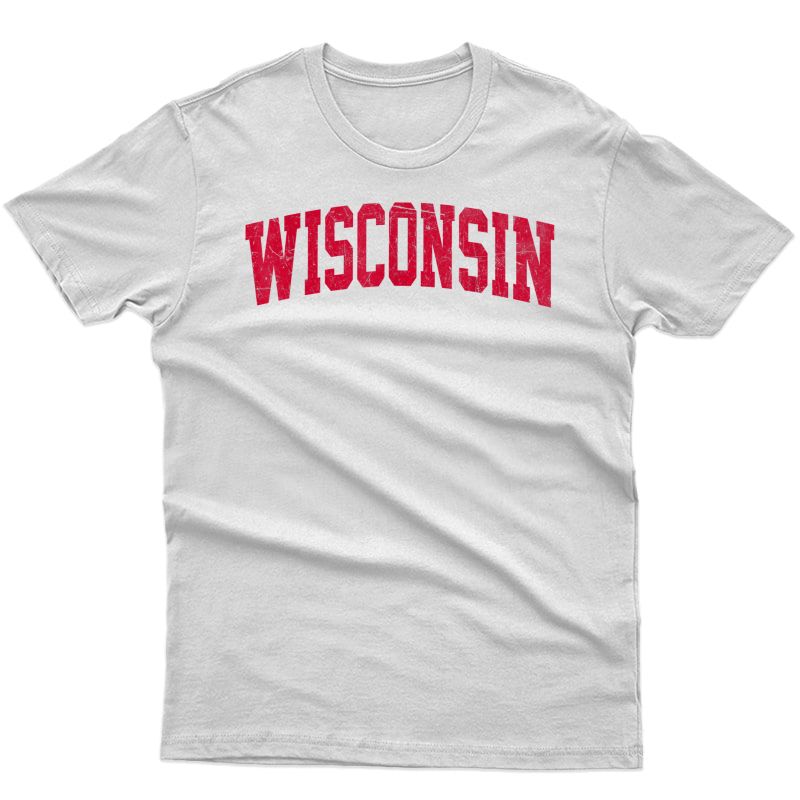 Wisconsin Wi Vintage Athletic Style T-shirt