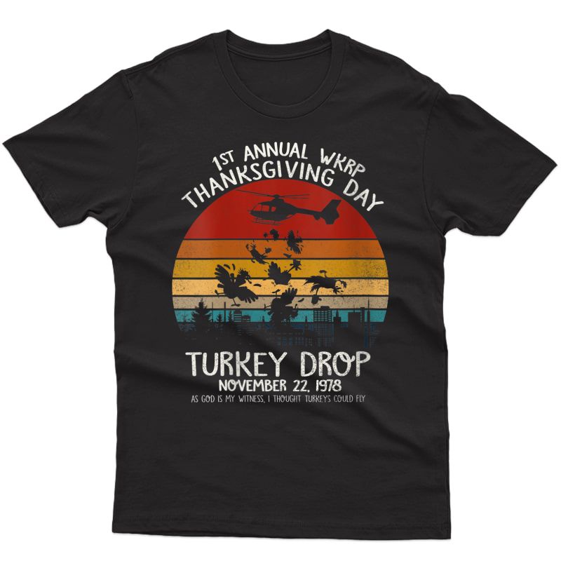 Funny Turkey Shirt Thanksgiving Wkrp-turkey-drop T-shirt