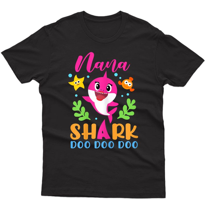  Nana Shark Gift Cute Baby Shark Family Nana Mother Gifts T-shirt