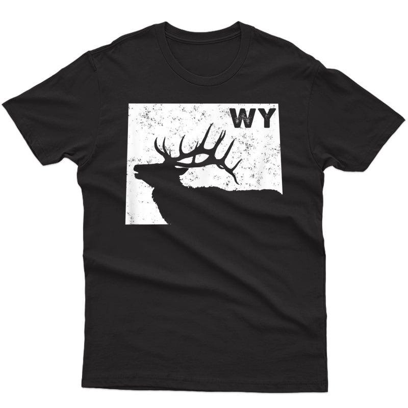 Wing Elk Hunting Shirt - Bull Elk Wy State Shape T-shirt